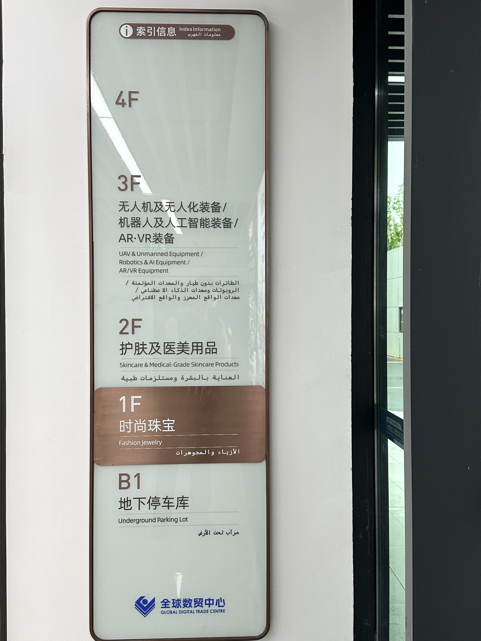 District 3 floor-guide board showing daily cosmetics and bags zones