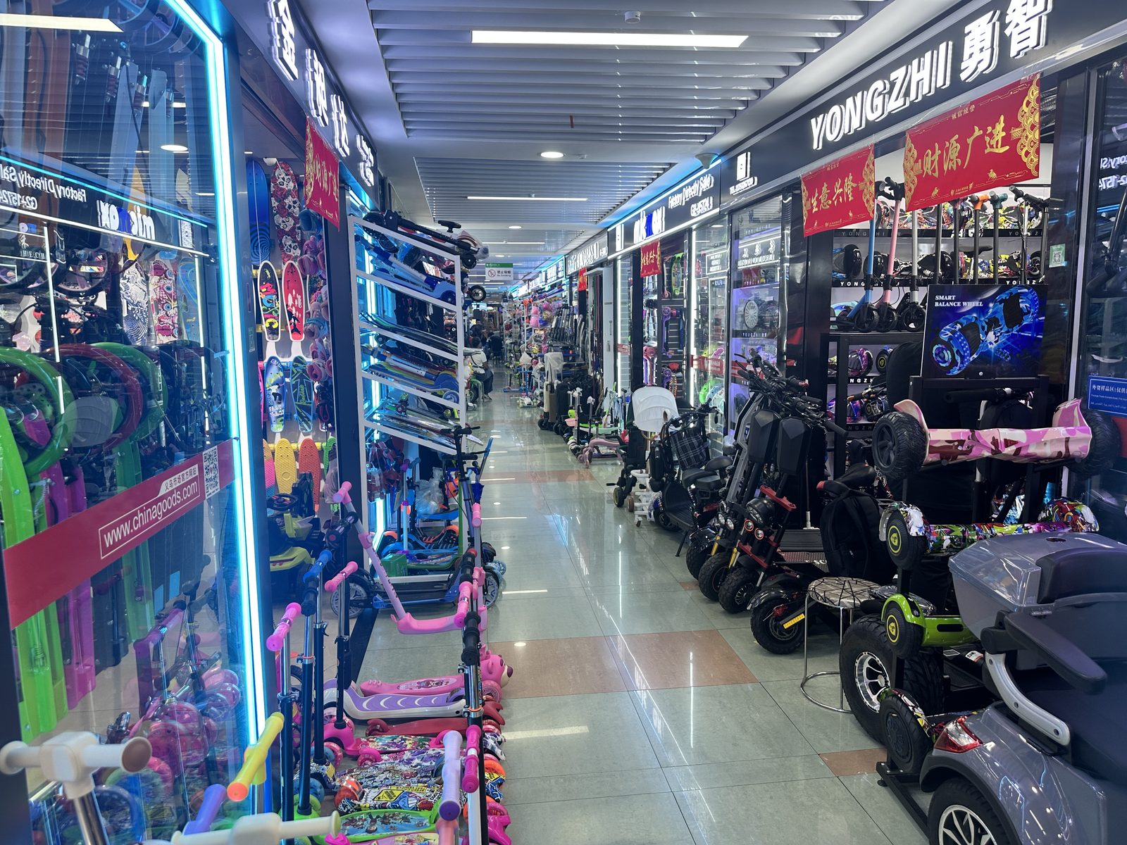 Multi-storey atrium of Yiwu International Trade City, lined with supplier booths